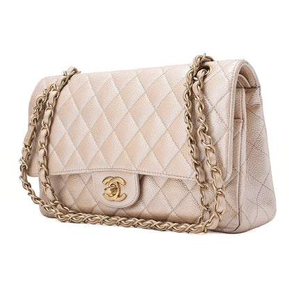 CHANEL Caviar Skin Matelasse 25cm W Flap Chain Shoulder Gold Gold-Tone Hardware, Pre-Owned