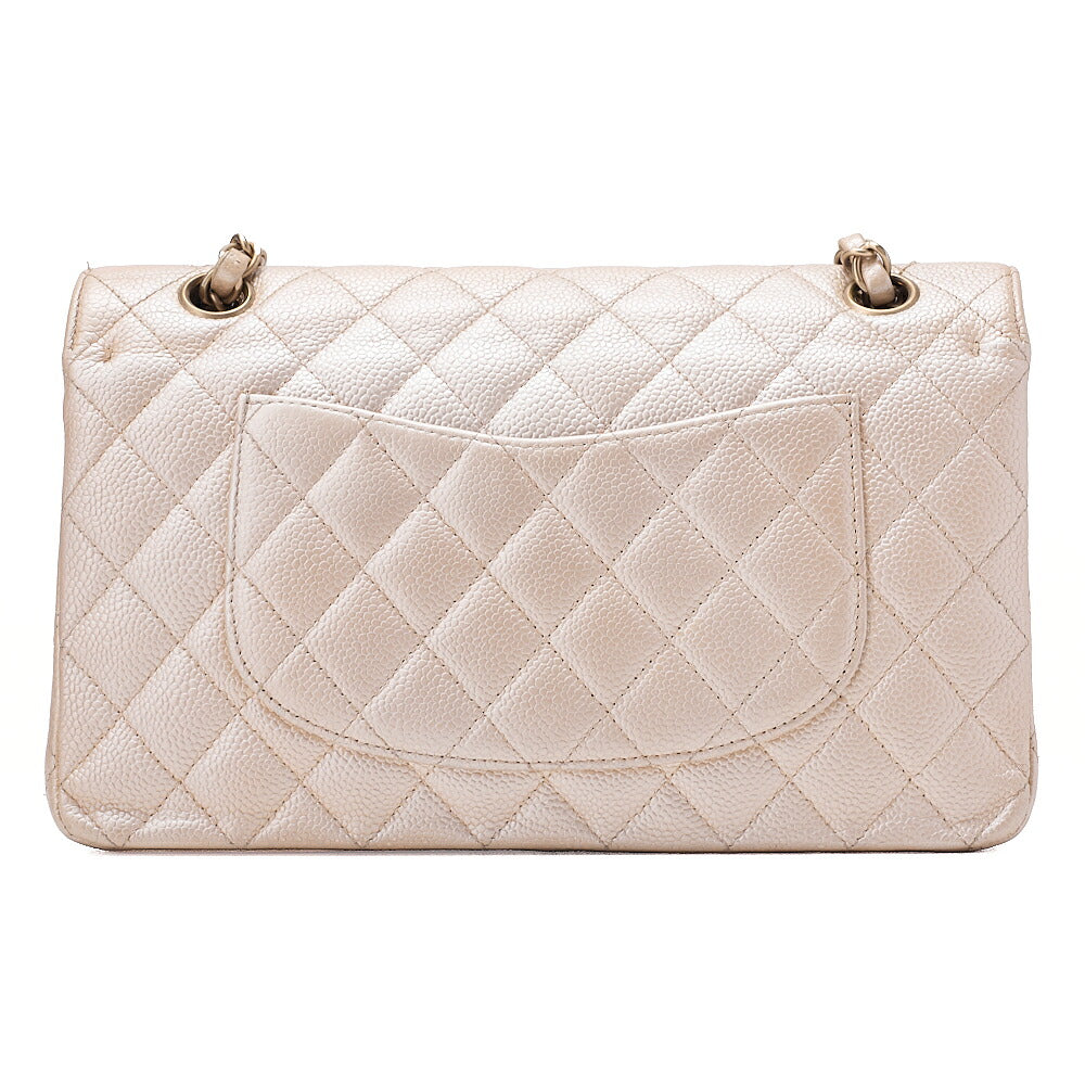 CHANEL Caviar Skin Matelasse 25cm W Flap Chain Shoulder Gold Gold-Tone Hardware, Pre-Owned