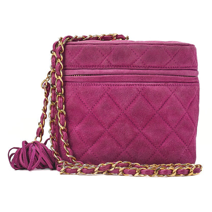 CHANEL Suede Matelasse Fringe Chain Shoulder Purple Gold -Tone Hardware, Pre-Owned