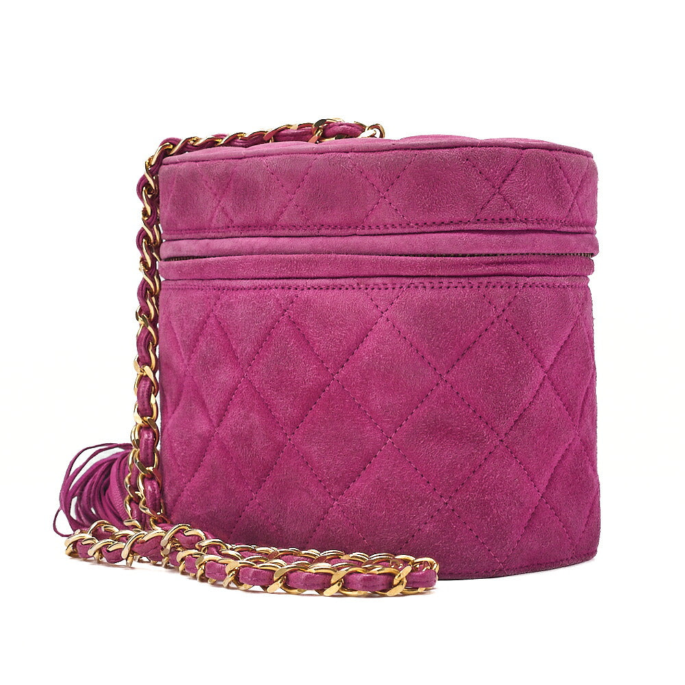 CHANEL Suede Matelasse Fringe Chain Shoulder Purple Gold -Tone Hardware, Pre-Owned