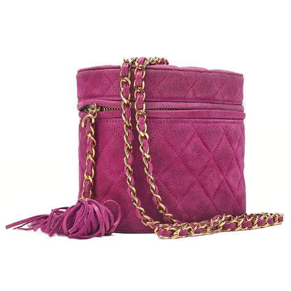 CHANEL Suede Matelasse Fringe Chain Shoulder Purple Gold -Tone Hardware, Pre-Owned