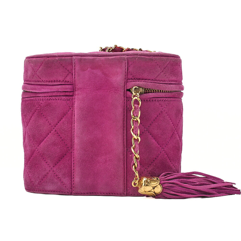 CHANEL Suede Matelasse Fringe Chain Shoulder Purple Gold -Tone Hardware, Pre-Owned