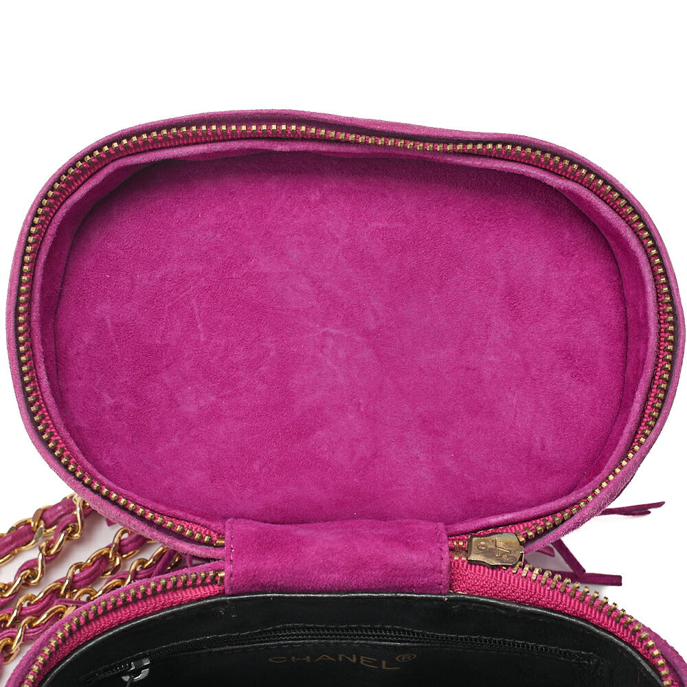 CHANEL Suede Matelasse Fringe Chain Shoulder Purple Gold -Tone Hardware, Pre-Owned