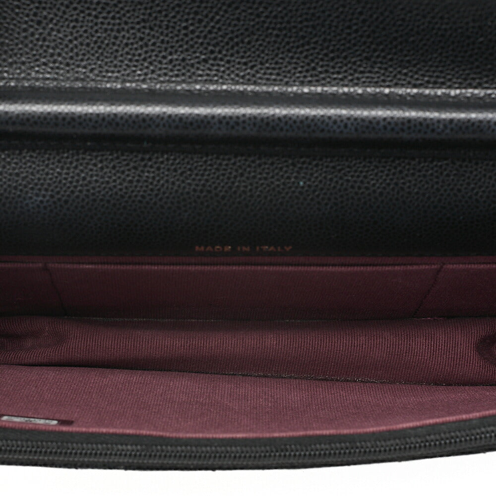 CHANEL Caviar Skin Matelasse Chain Wallet Black Gold-Tone Hardware, Pre-Owned
