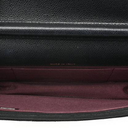 CHANEL Caviar Skin Matelasse Chain Wallet Black Gold-Tone Hardware, Pre-Owned