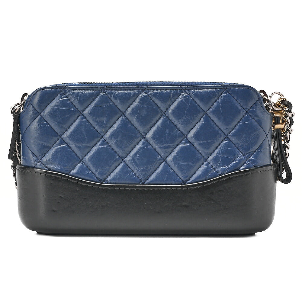 CHANEL Matelasse Chain Wallet Vintage Calf Gabriel de Chanel Navy x Black Gold x Silver-Tone Hardware, Pre-Owned