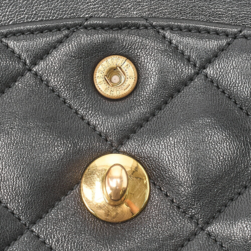 CHANEL Lambskin Matelasse 27cm Paris Limited Double Flap Shoulder Bag Black Gold-Tone Hardware, Pre-Owned