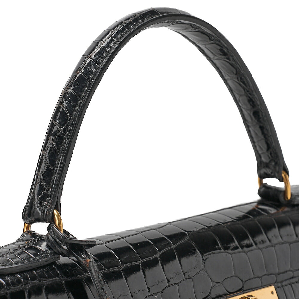 Hermes Hermes Crocodile Porosas Kelly 32 Handbag Black Gold-Tone Hardware, Pre-Owned