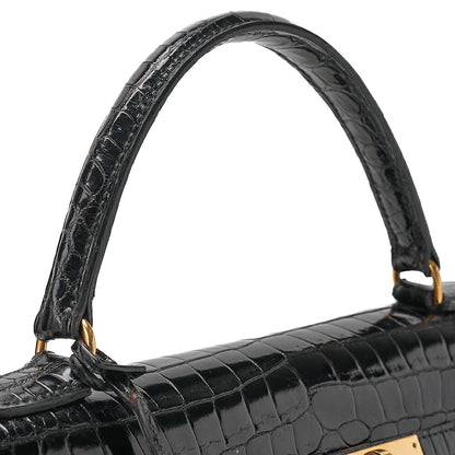 Hermes Hermes Crocodile Porosas Kelly 32 Handbag Black Gold-Tone Hardware, Pre-Owned