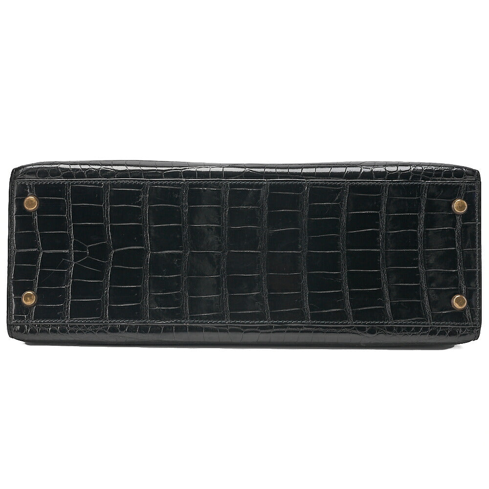Hermes Hermes Crocodile Porosas Kelly 32 Handbag Black Gold-Tone Hardware, Pre-Owned