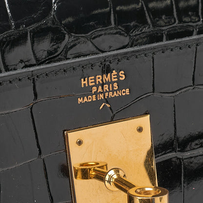 Hermes Hermes Crocodile Porosas Kelly 32 Handbag Black Gold-Tone Hardware, Pre-Owned