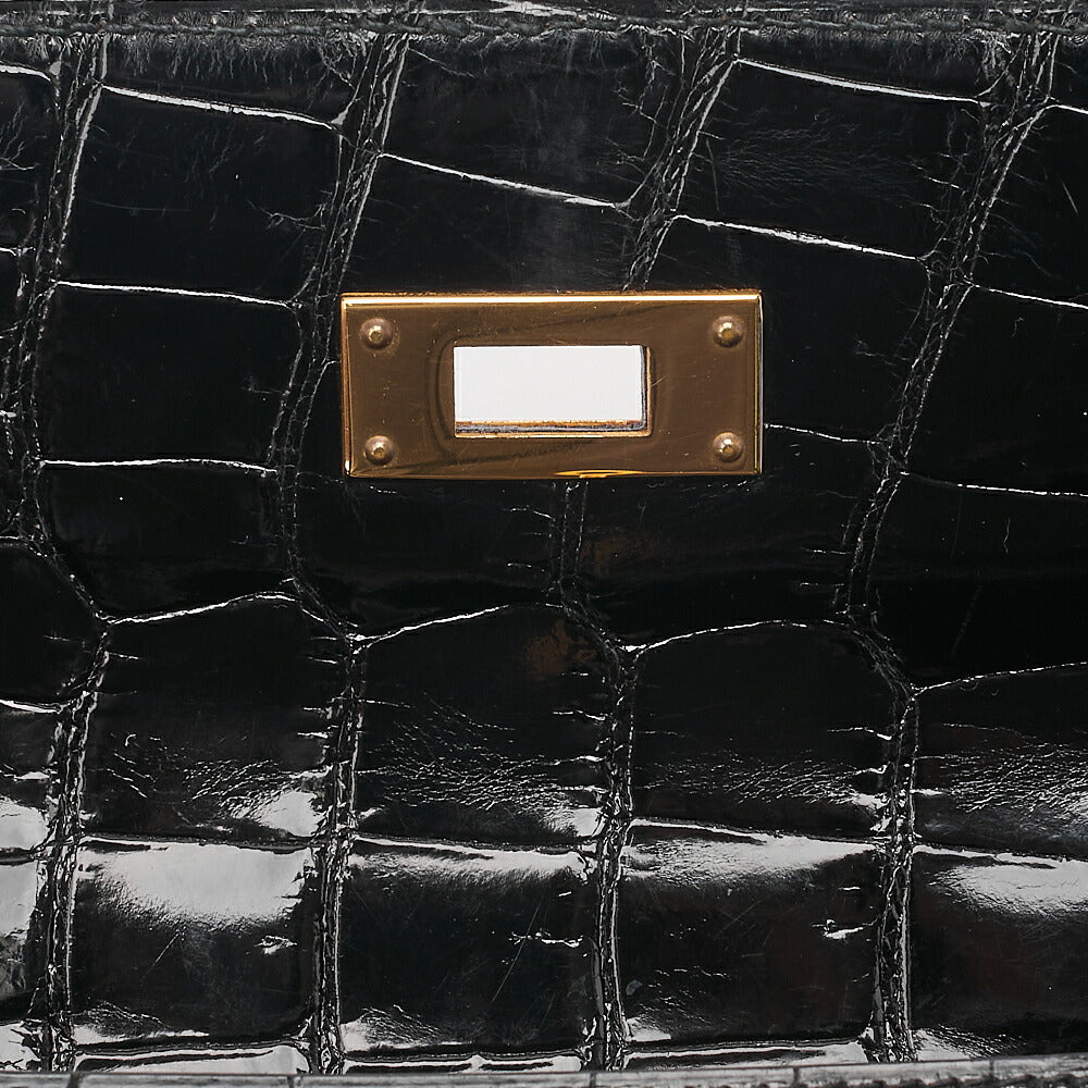 Hermes Hermes Crocodile Porosas Kelly 32 Handbag Black Gold-Tone Hardware, Pre-Owned