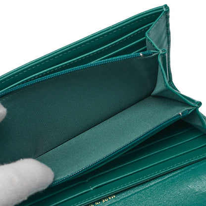 CHANEL Chanel Matelasse Lambskin Chanel 19 Bifold Long Wallet Green Gold-Tone Hardware, Pre-Owned