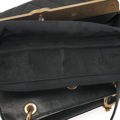 CHANEL Lambskin V-Stitch 2-way Chain Shoulder Black Gold-Tone Hardware, Pre-Owned