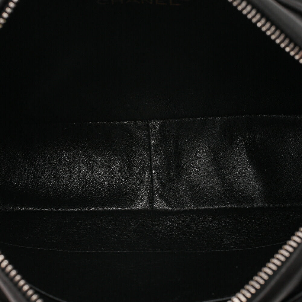 CHANEL Shoulder Bag Triple Coco with Fringe Lambskin Black Gold-Tone Hardware, Pre-Owned