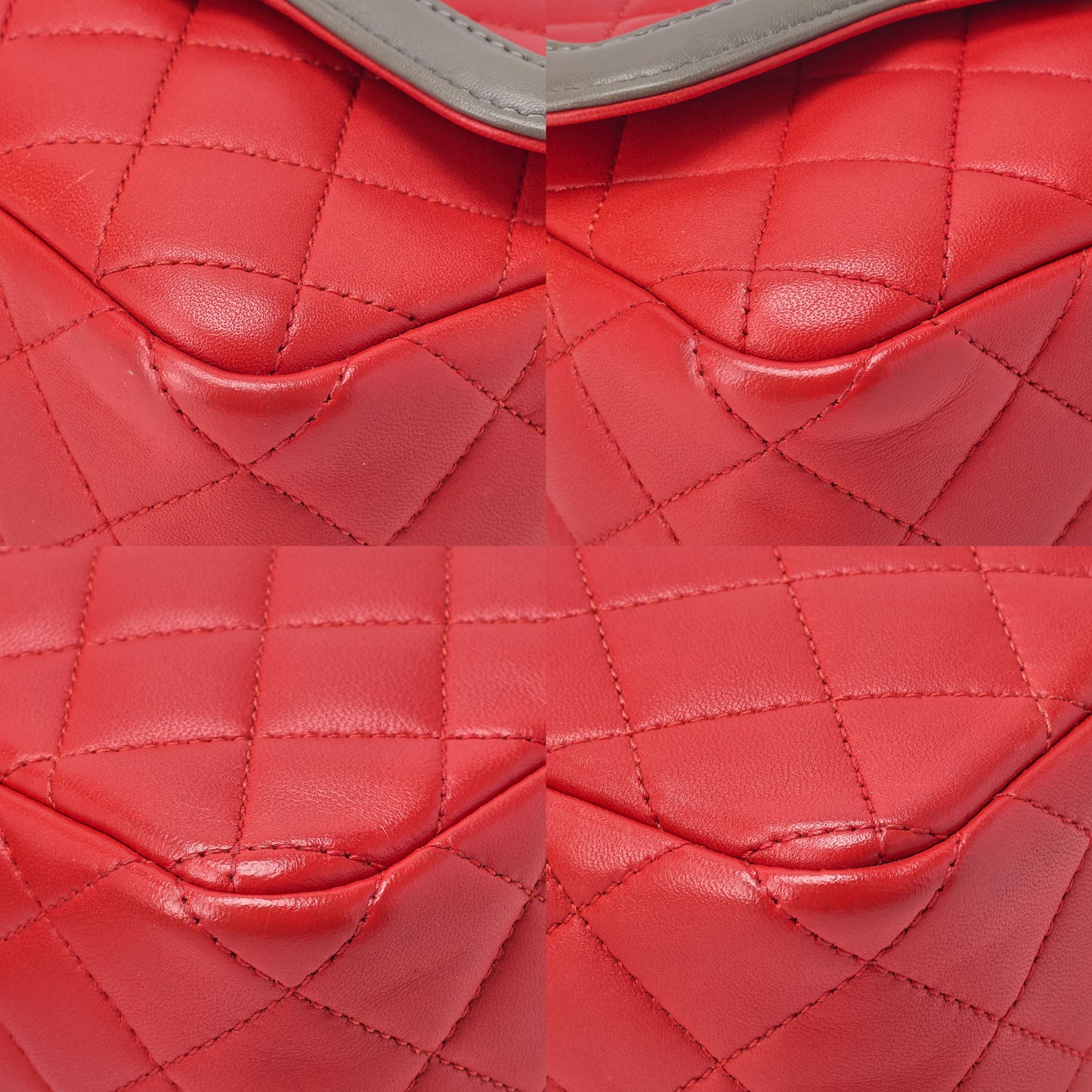 CHANEL Chain Shoulder Bag Mini Matelasse 18cm Single Flap Lambskin Bicolor Red x Green Gold-Tone Hardware, Pre-Owned