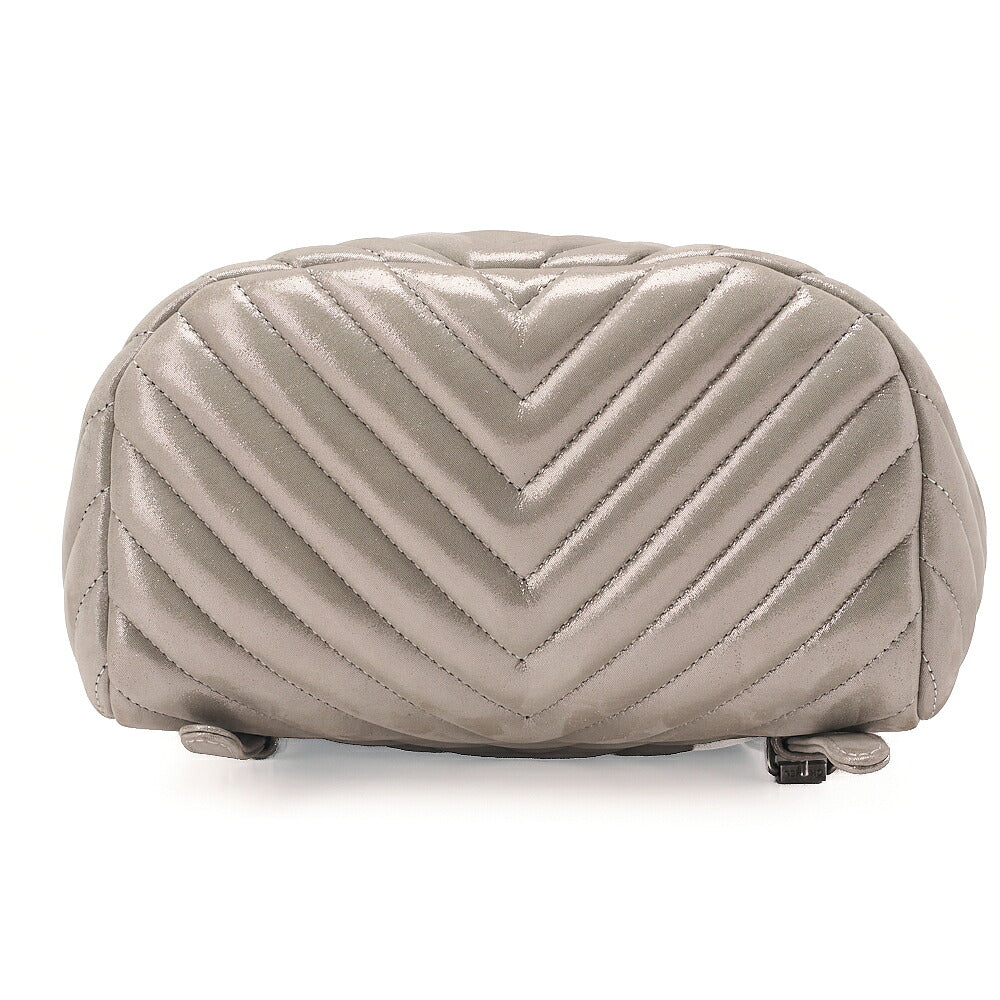 CHANEL Matelasse Turn Lock Chain Backpack Super Crew Leather Silver Silver-Tone Hardware, Pre-Owned