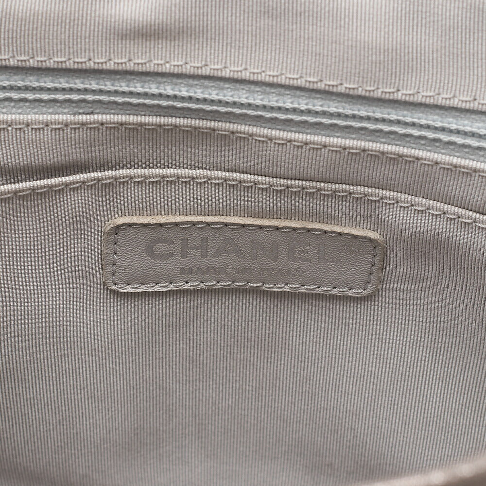 CHANEL Matelasse Turn Lock Chain Backpack Super Crew Leather Silver Silver-Tone Hardware, Pre-Owned