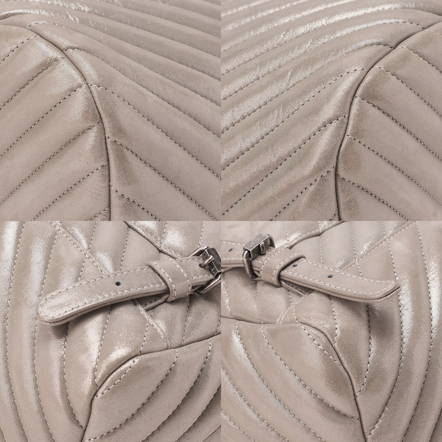 CHANEL Matelasse Turn Lock Chain Backpack Super Crew Leather Silver Silver-Tone Hardware, Pre-Owned