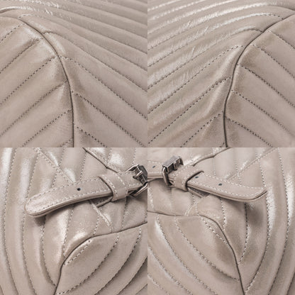 CHANEL Matelasse Turn Lock Chain Backpack Super Crew Leather Silver Silver-Tone Hardware, Pre-Owned