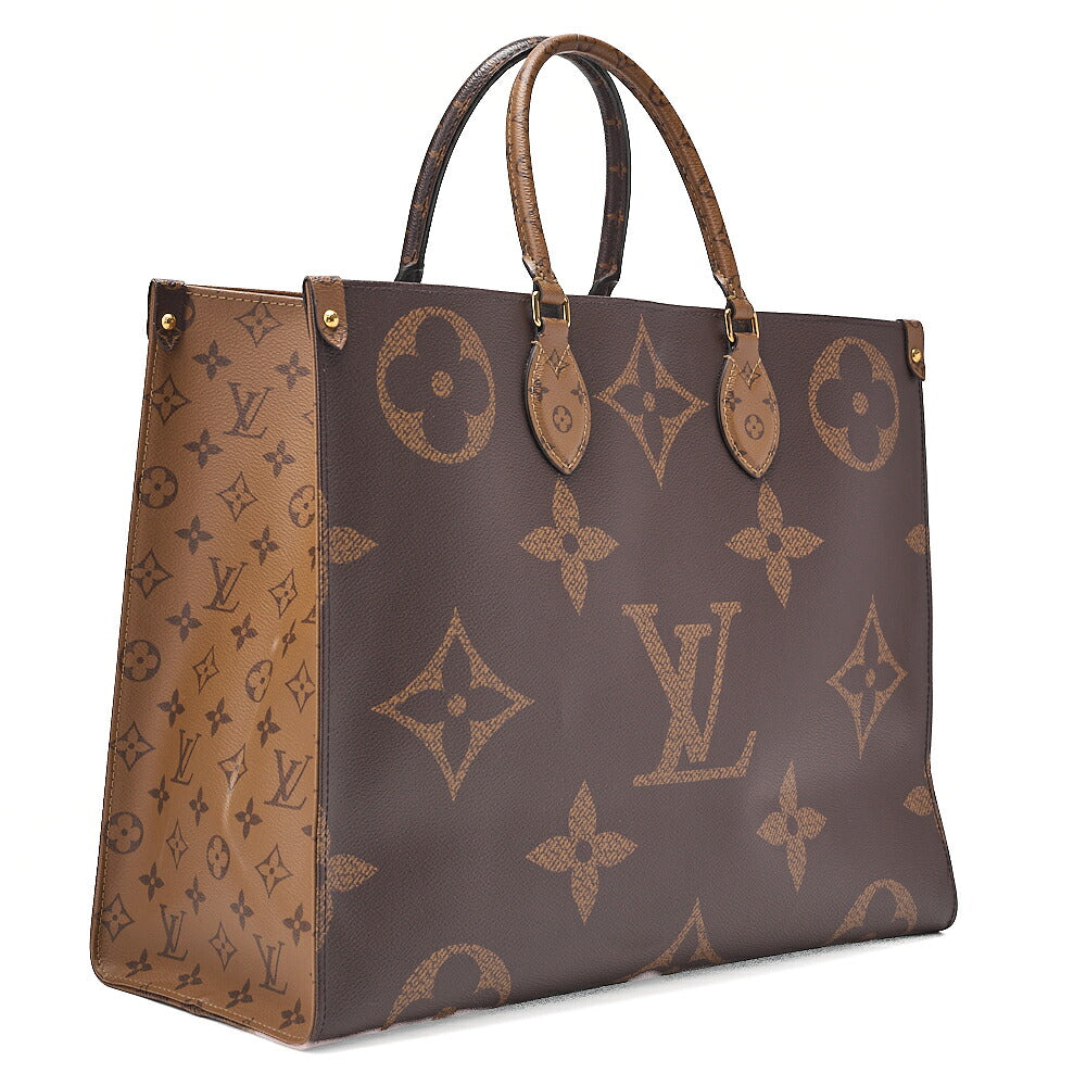 LOUIS VUITTON On the Go GM Leather Tote Bag Monogram Giant x Monogram Reverse Gold-Tone Hardware, Pre-Owned
