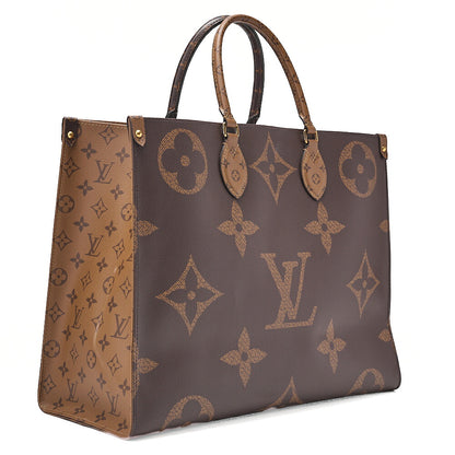 LOUIS VUITTON On the Go GM Leather Tote Bag Monogram Giant x Monogram Reverse Gold-Tone Hardware, Pre-Owned