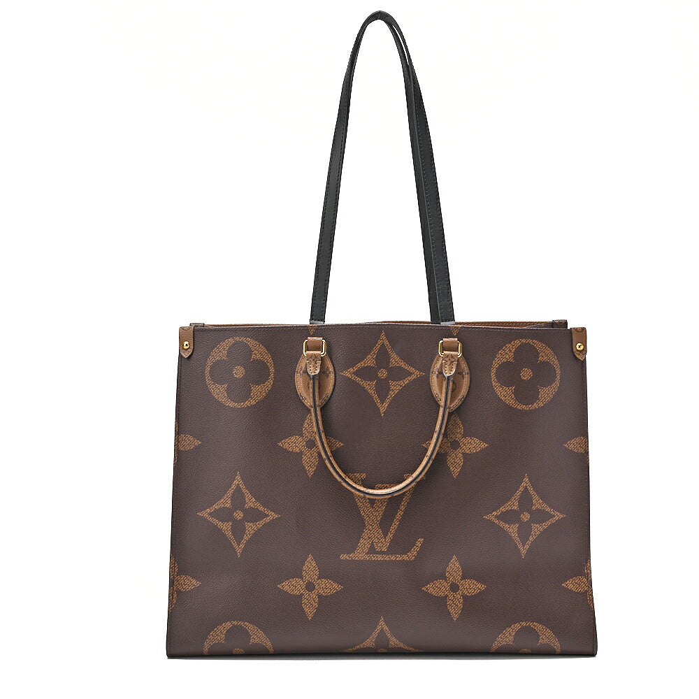 LOUIS VUITTON On the Go GM Leather Tote Bag Monogram Giant x Monogram Reverse Gold-Tone Hardware, Pre-Owned