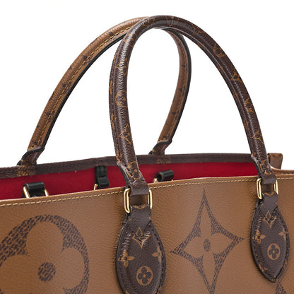 LOUIS VUITTON On the Go GM Leather Tote Bag Monogram Giant x Monogram Reverse Gold-Tone Hardware, Pre-Owned