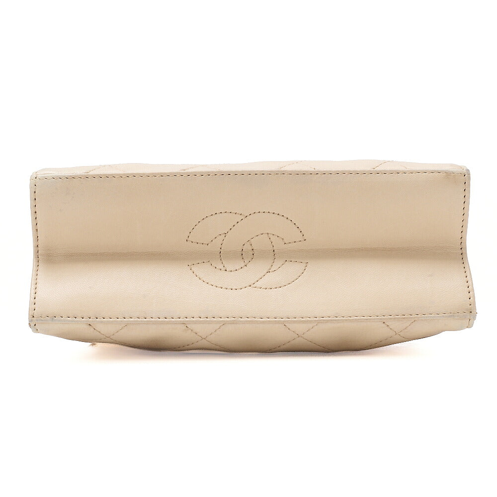 CHANEL Lambskin Matelasse Clasp Chain Handbag Beige Gold-Tone Hardware, Pre-Owned