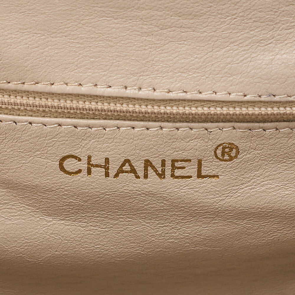 CHANEL Lambskin Matelasse Clasp Chain Handbag Beige Gold-Tone Hardware, Pre-Owned