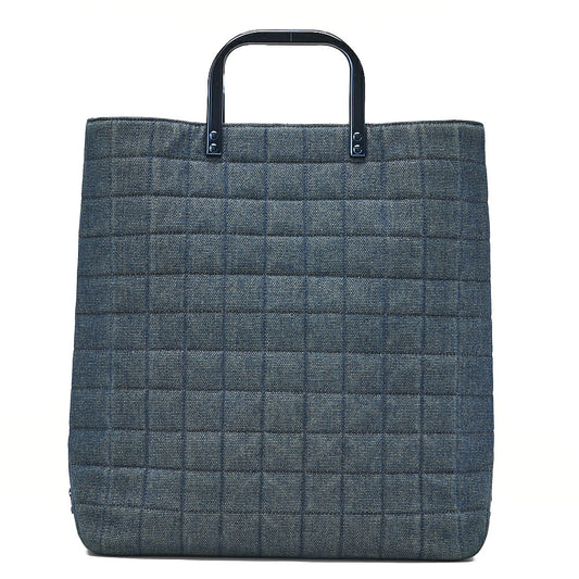 CHANEL Denim Choco Bar Handbag Blue Blue-Tone Hardware, Pre-Owned