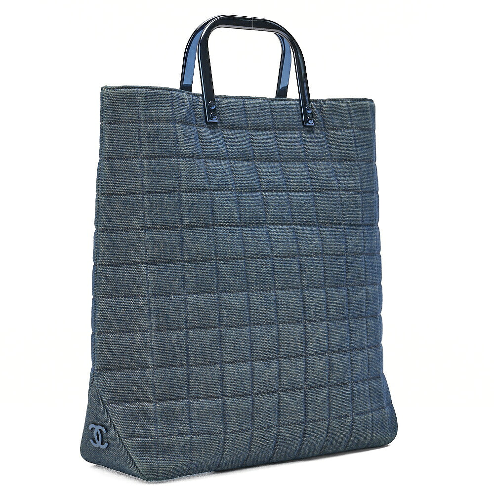 CHANEL Denim Choco Bar Handbag Blue Blue-Tone Hardware, Pre-Owned