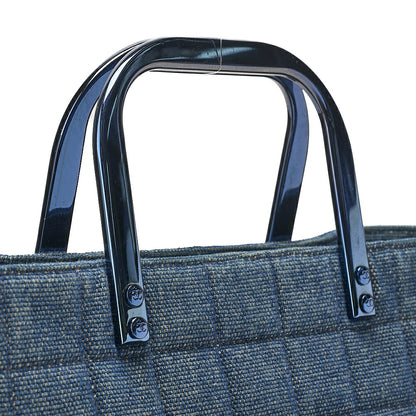 CHANEL Denim Choco Bar Handbag Blue Blue-Tone Hardware, Pre-Owned