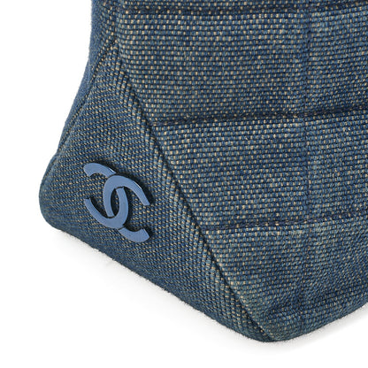 CHANEL Denim Choco Bar Handbag Blue Blue-Tone Hardware, Pre-Owned