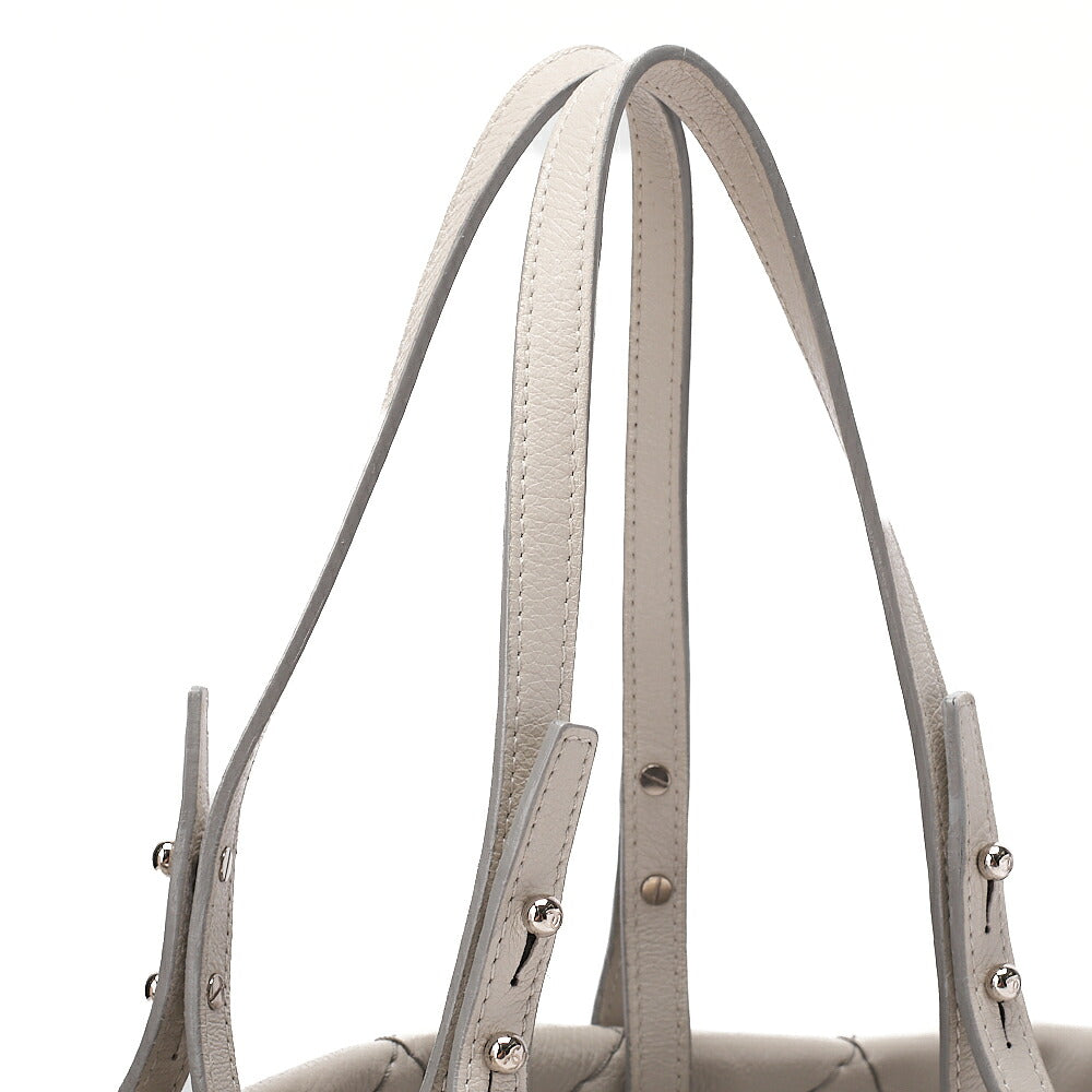 CHANEL Leather Tote Bag Matelasse Coco Mark Ozan Road Large Size Gray Silver-Tone Hardware, Pre-Owned