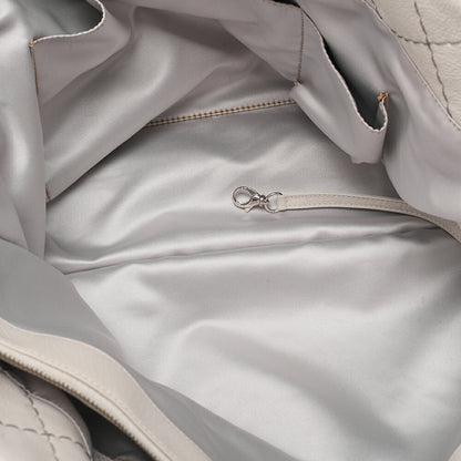 CHANEL Leather Tote Bag Matelasse Coco Mark Ozan Road Large Size Gray Silver-Tone Hardware, Pre-Owned