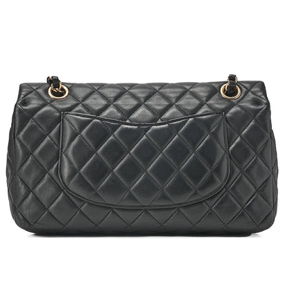 CHANEL Lambskin Matelasse 25cm Single Flap Icon Chain Shoulder Black Gold-Tone Hardware, Pre-Owned
