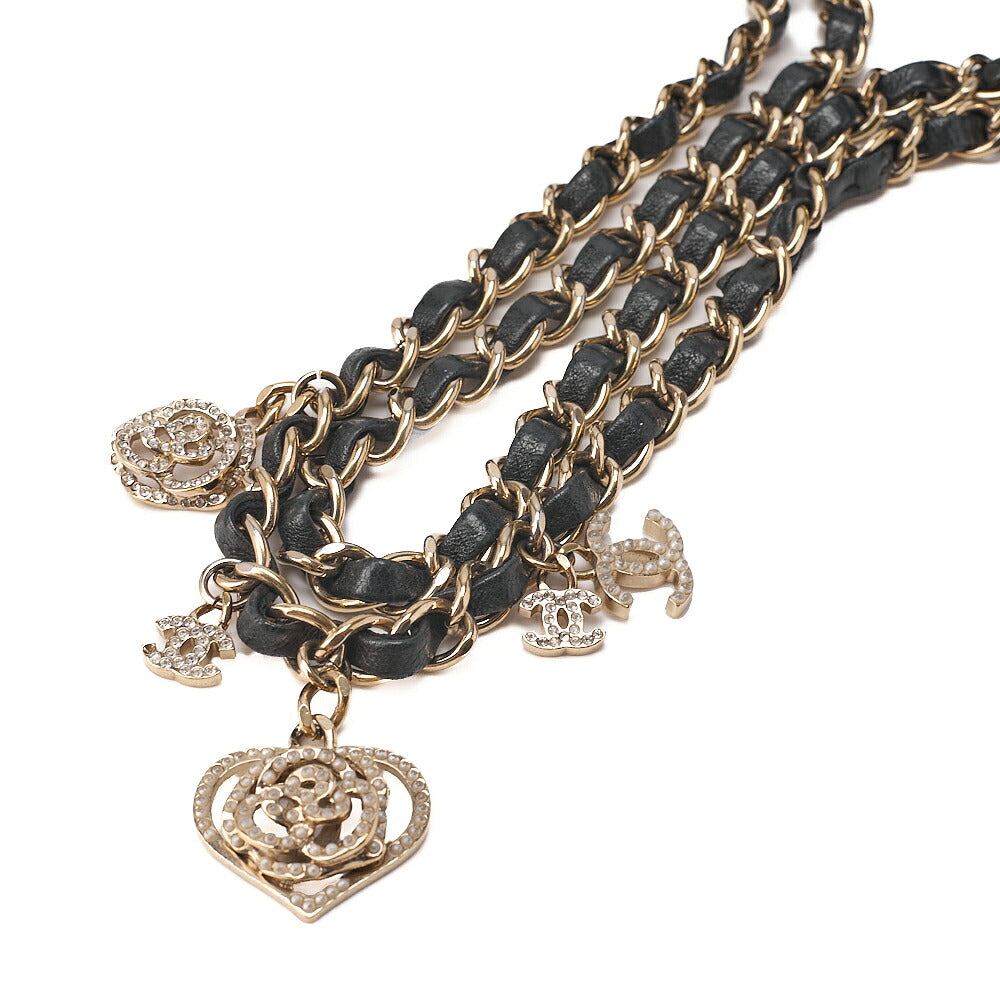 CHANEL Lambskin Matelasse 25cm Single Flap Icon Chain Shoulder Black Gold-Tone Hardware, Pre-Owned