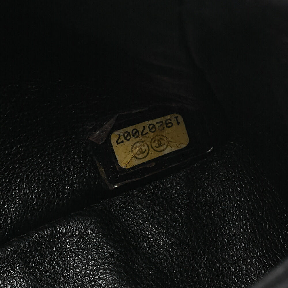 CHANEL Lambskin Matelasse 25cm Single Flap Icon Chain Shoulder Black Gold-Tone Hardware, Pre-Owned