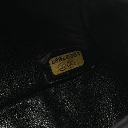 CHANEL Lambskin Matelasse 25cm Single Flap Icon Chain Shoulder Black Gold-Tone Hardware, Pre-Owned