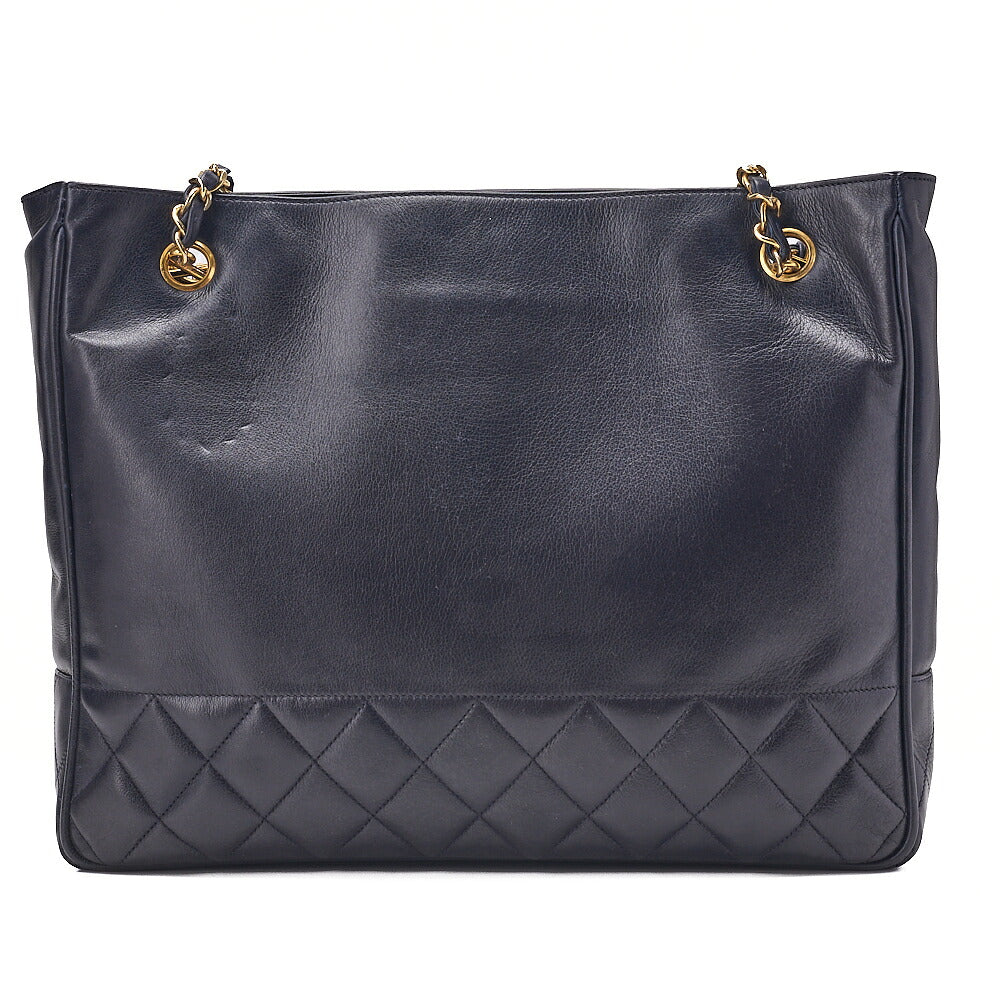 CHANEL Matelasse Double Chain Shoulder Lambskin Navy Gold-Tone Hardware, Pre-Owned
