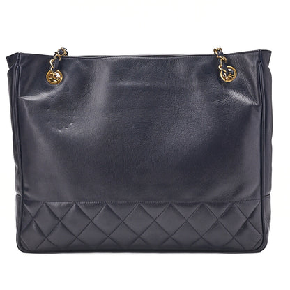 CHANEL Matelasse Double Chain Shoulder Lambskin Navy Gold-Tone Hardware, Pre-Owned