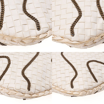BOTTEGA VENETA Bottega Veneta Hobo Handbag Intrecciato Lambskin White Gold-Tone Hardware, Pre-Owned