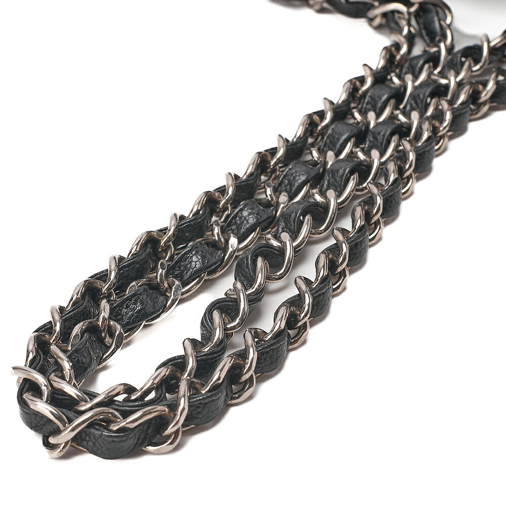 CHANEL Caviar Skin Deca Matelasse 30cm Single Flap Chain Shoulder Bag Black Silver-Tone Hardware, Pre-Owned