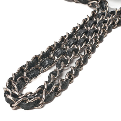 CHANEL Caviar Skin Deca Matelasse 30cm Single Flap Chain Shoulder Bag Black Silver-Tone Hardware, Pre-Owned