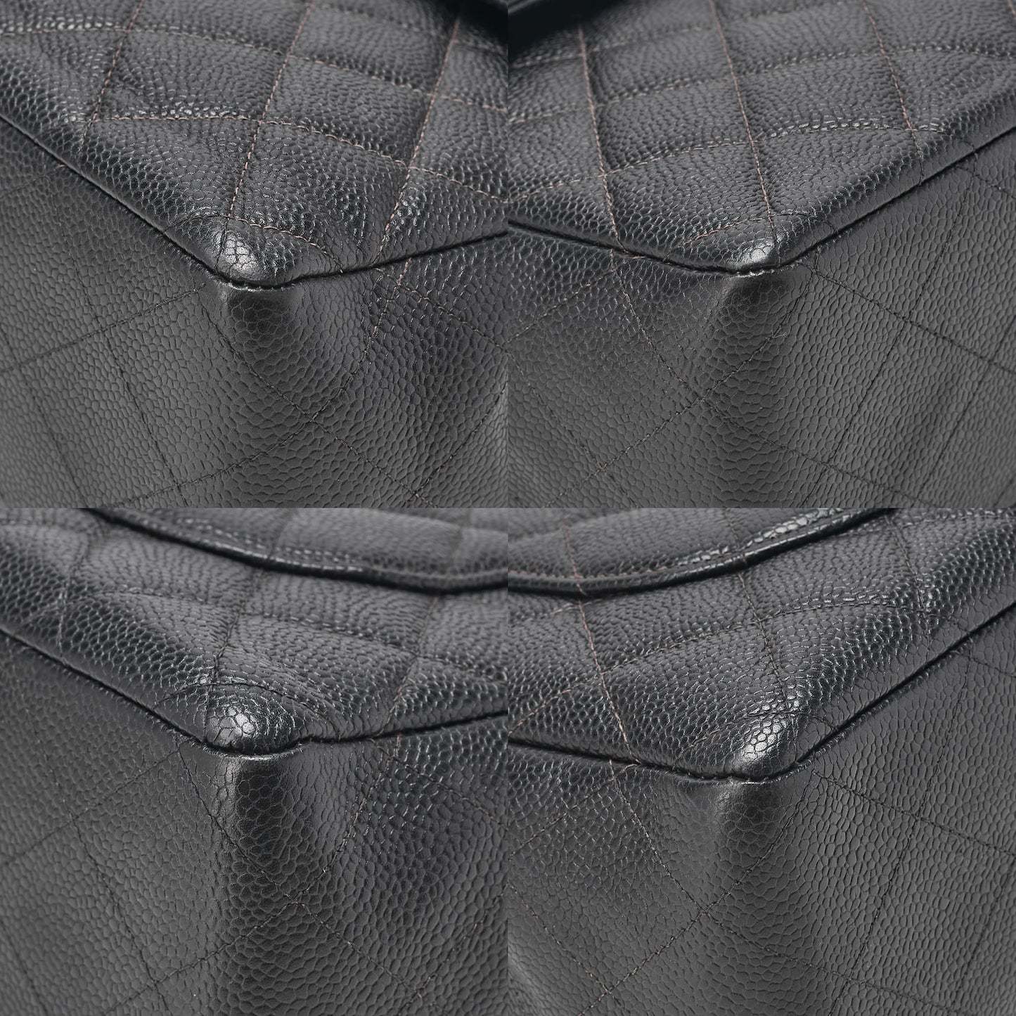 CHANEL Caviar Skin Deca Matelasse 30cm Single Flap Chain Shoulder Bag Black Silver-Tone Hardware, Pre-Owned