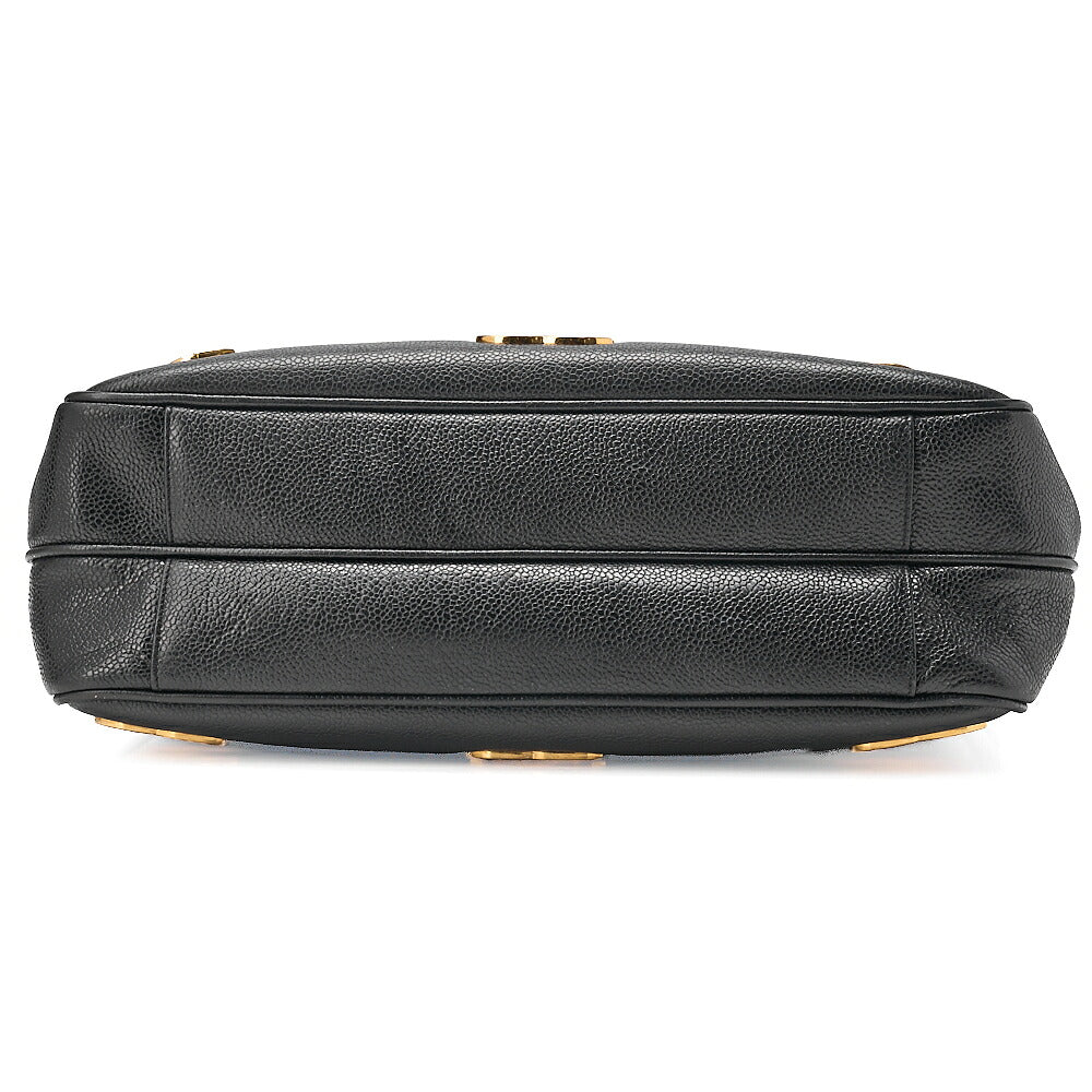CHANEL Shoulder Bag Ball Charm Triple Coco Double Chain Shoulder Caviar Skin Black Gold-Tone Hardware, Pre-Owned
