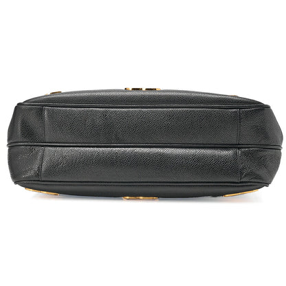 CHANEL Shoulder Bag Ball Charm Triple Coco Double Chain Shoulder Caviar Skin Black Gold-Tone Hardware, Pre-Owned