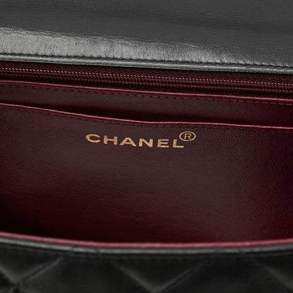 CHANEL Chain Shoulder Bag Deka Matelasse 34cm Single Flap Lambskin Black Gold-Tone Hardware, Pre-Owned