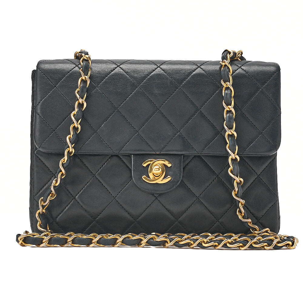 CHANEL Chain Shoulder Bag Minimat Telass? 20cm Lambskin Black Gold-Tone Hardware, Pre-Owned
